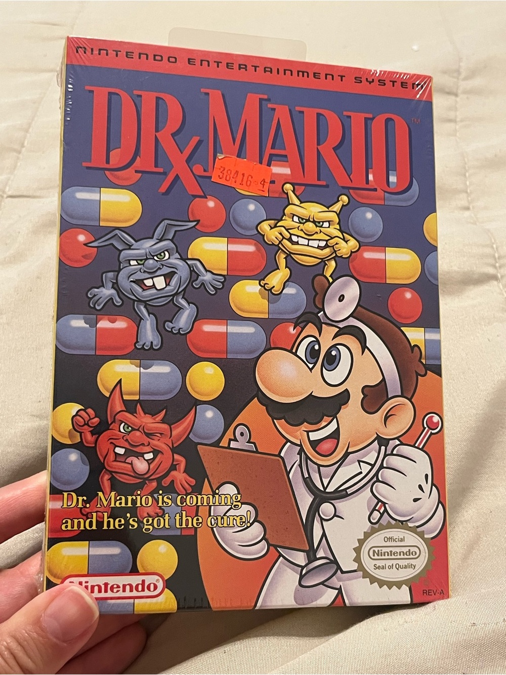 Nintendo Dr. Mario NES Box Art – Blue, Red, Yellow